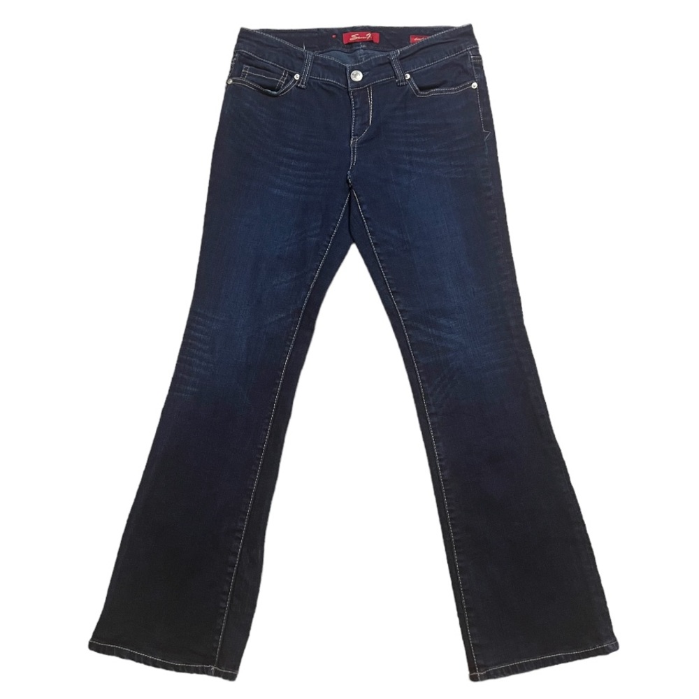 Ladies Seven7 Boot-Cut Denim Blue Jeans (Petite 6)